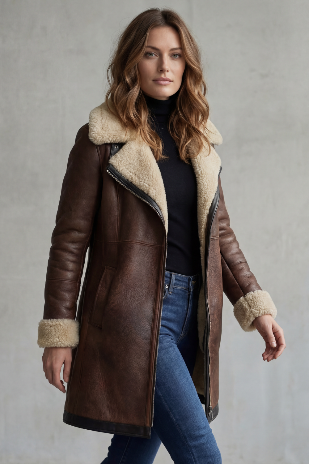 Everlyn | Women's Shearling-lined Elegance Leather Coat