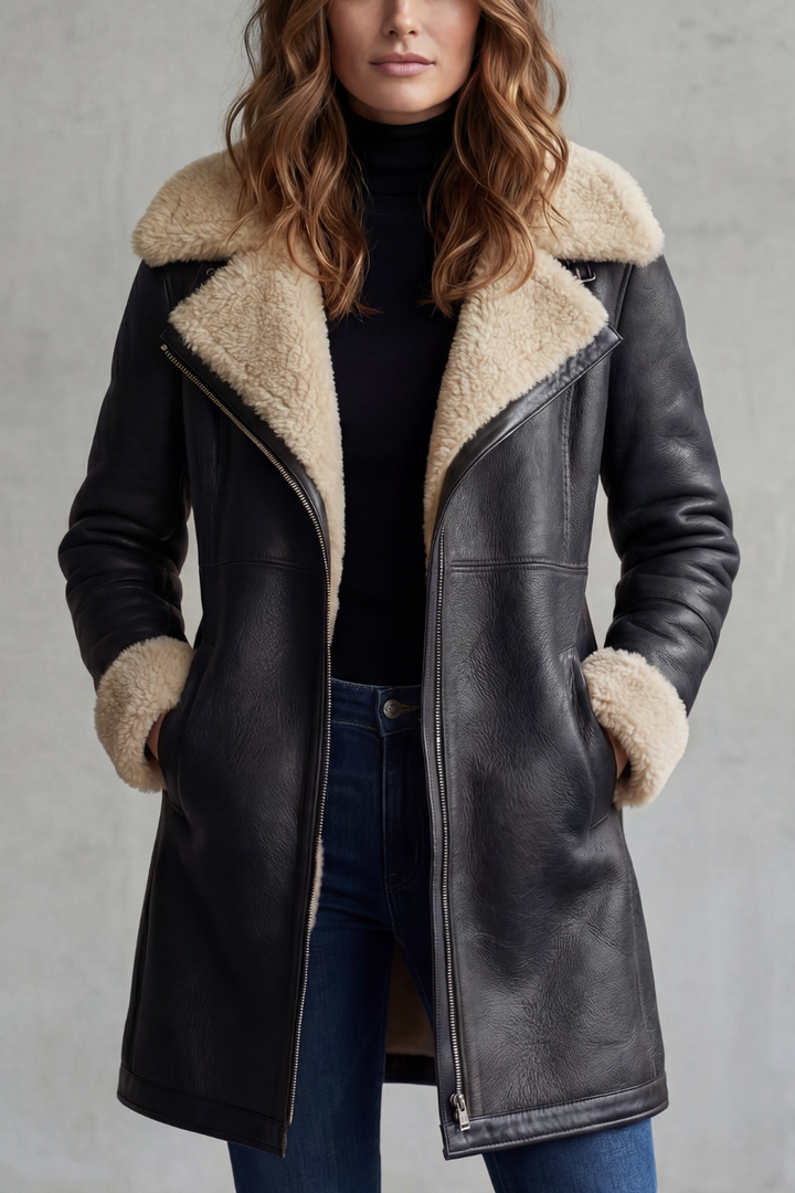 Everlyn | Women's Shearling-lined Elegance Leather Coat