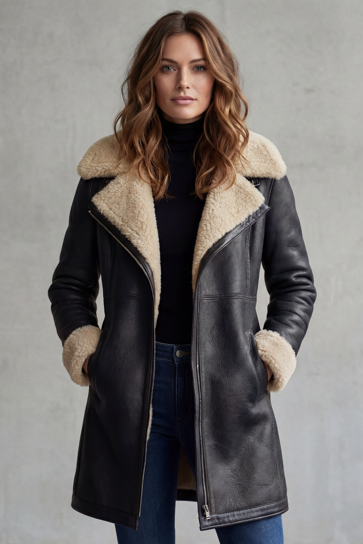 Everlyn | Women's Shearling-lined Elegance Leather Coat