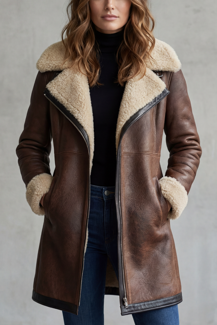 Everlyn | Women's Shearling-lined Elegance Leather Coat