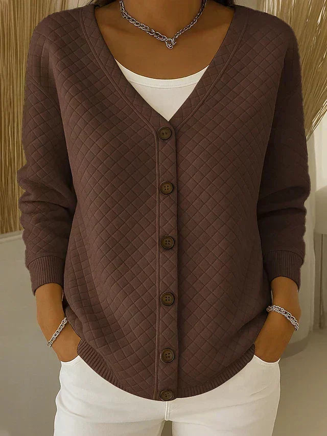 Quilted Button-Front Cardigan