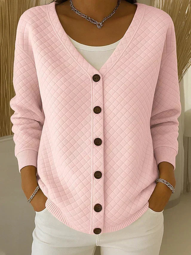 Quilted Button-Front Cardigan
