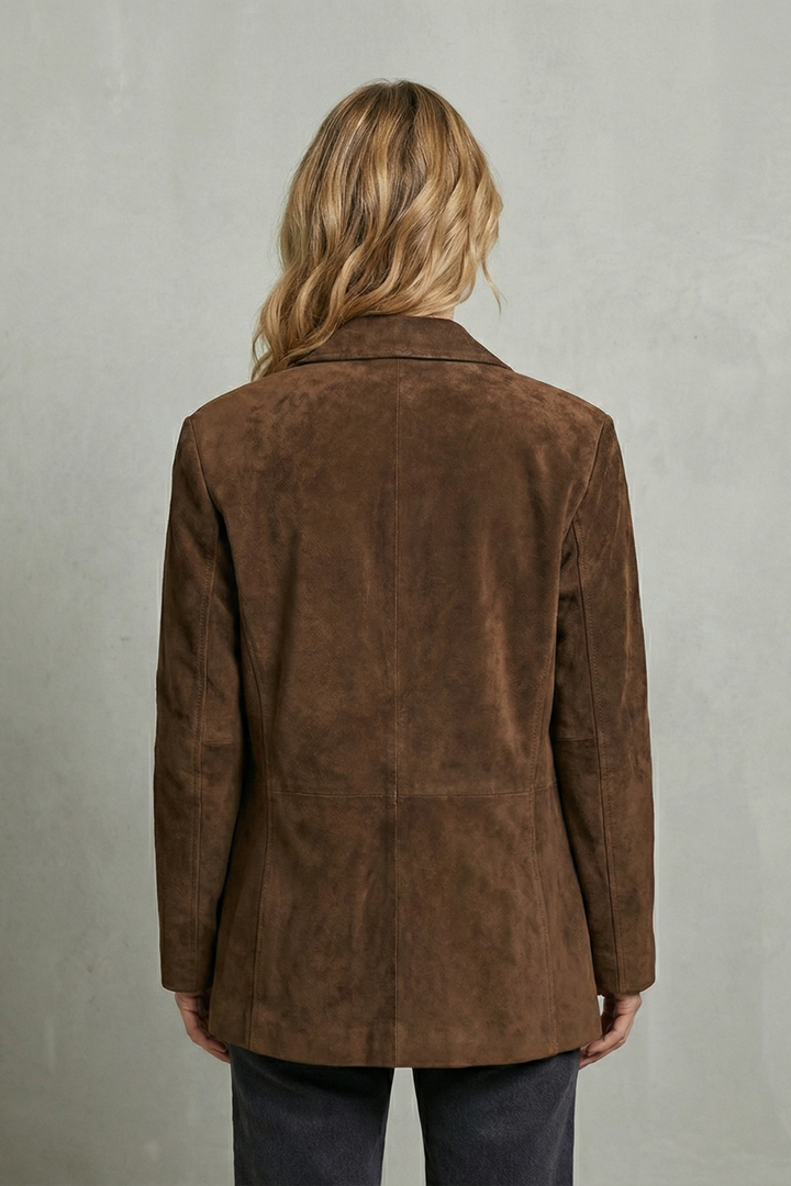 Lorenza | Women's Structured Shoulders Suede Blazer