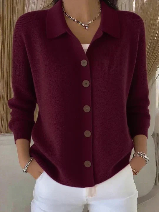 Josephine Button-Front Collared Cardigan
