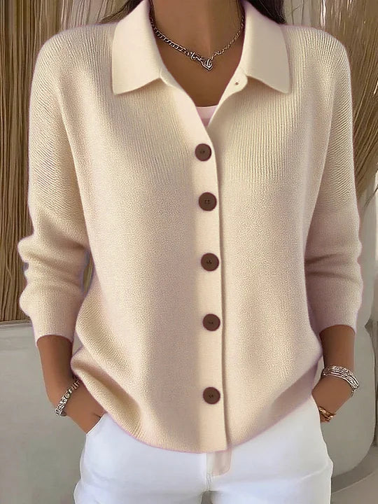 Josephine Button-Front Collared Cardigan