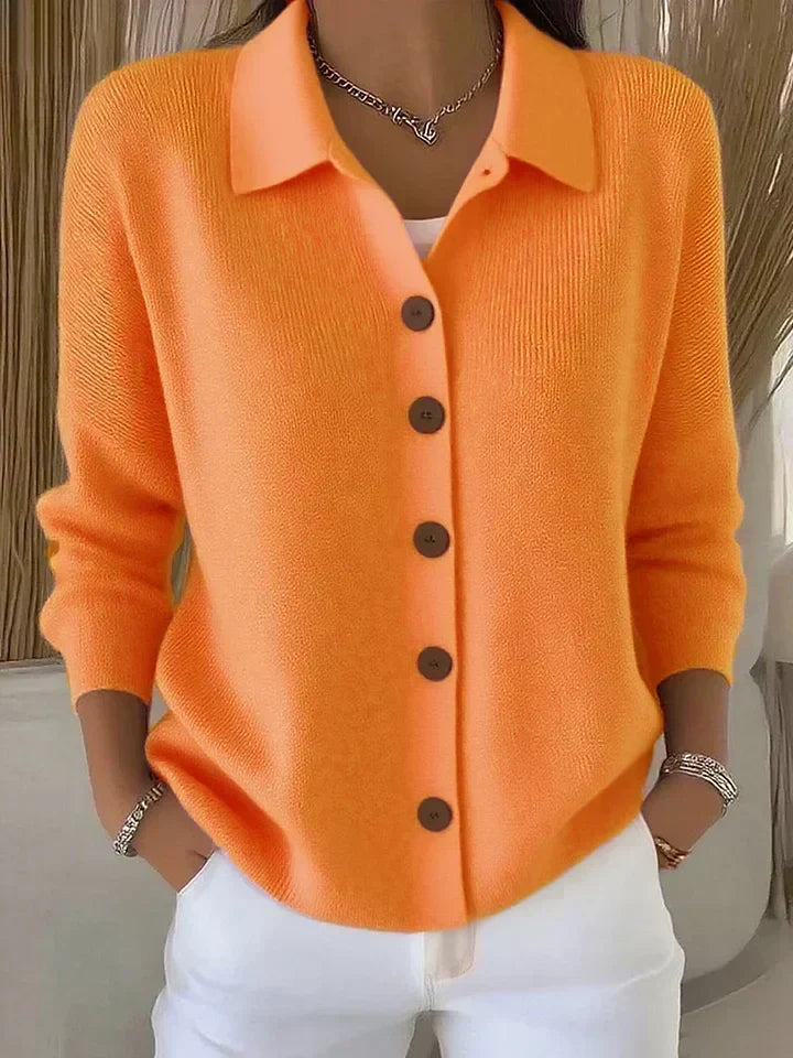 Josephine Button-Front Collared Cardigan