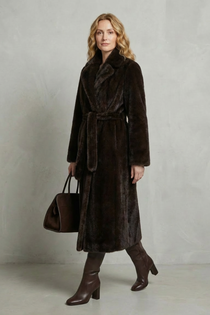 Marivonne | Women's Oversized Silhouette Faux Fur Long Coat