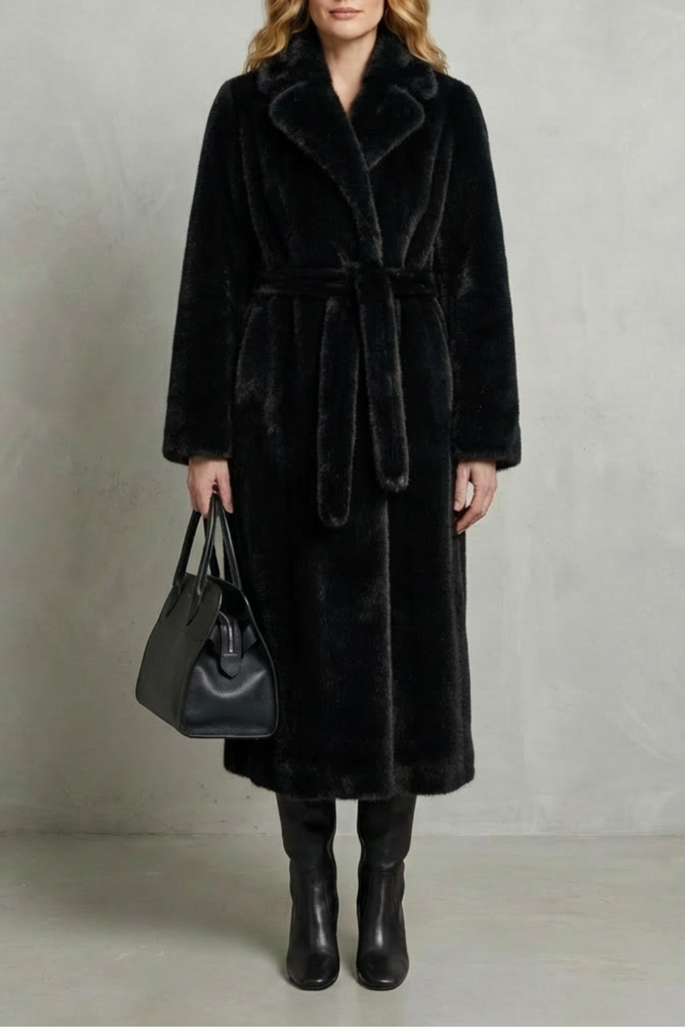 Marivonne | Women's Oversized Silhouette Faux Fur Long Coat