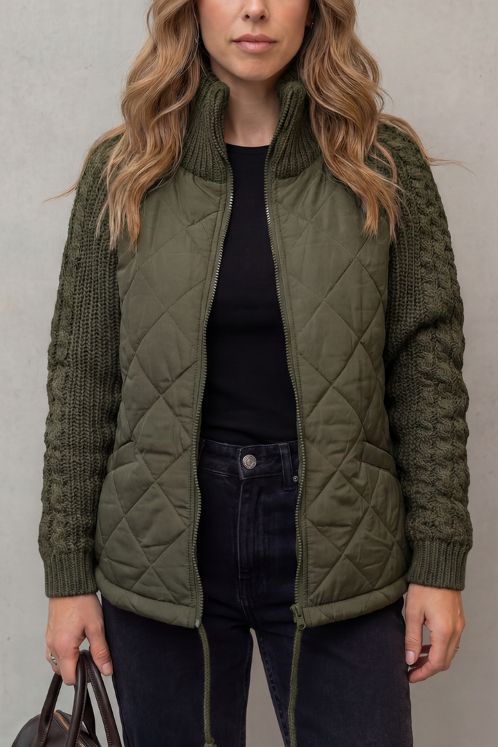 Norcetta | Women's Textured Knit Detail Quilted Puffer Jacket