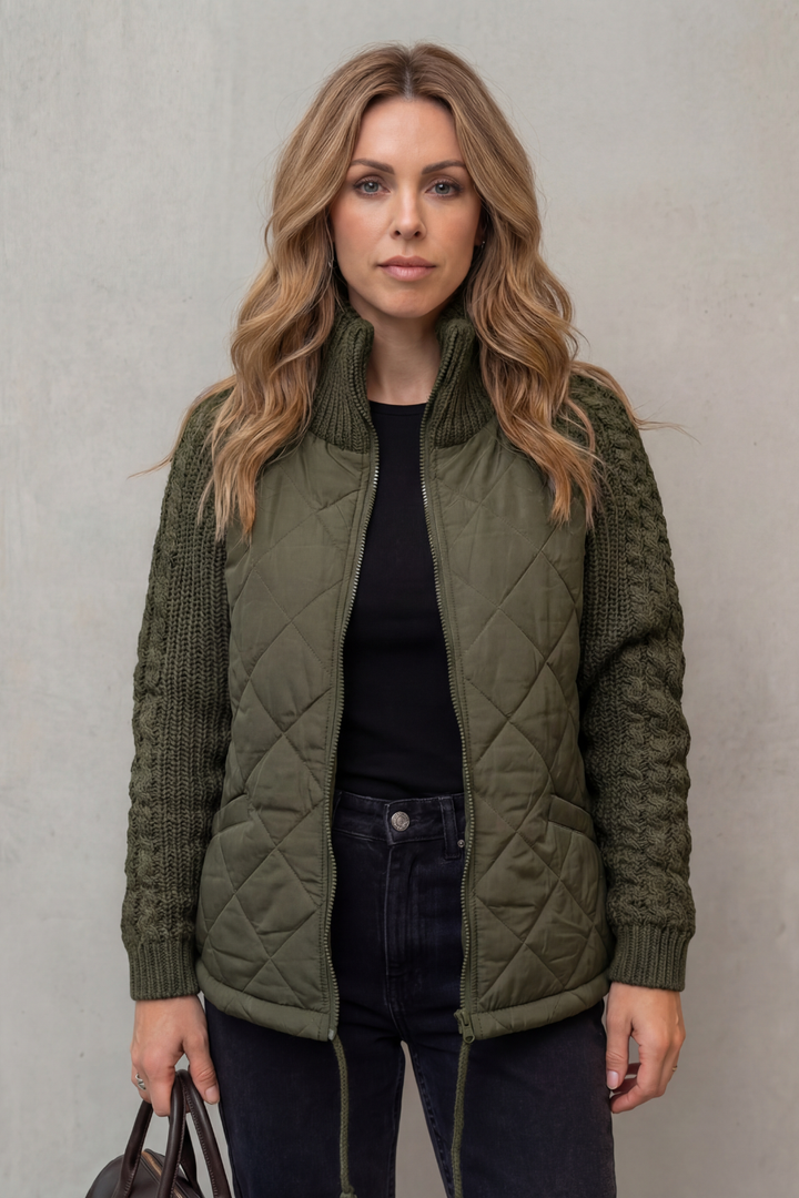 Norcetta | Women's Textured Knit Detail Quilted Puffer Jacket