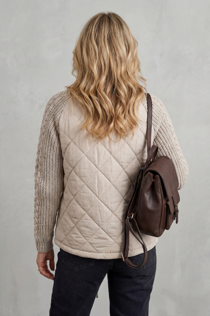 Norcetta | Women's Textured Knit Detail Quilted Puffer Jacket