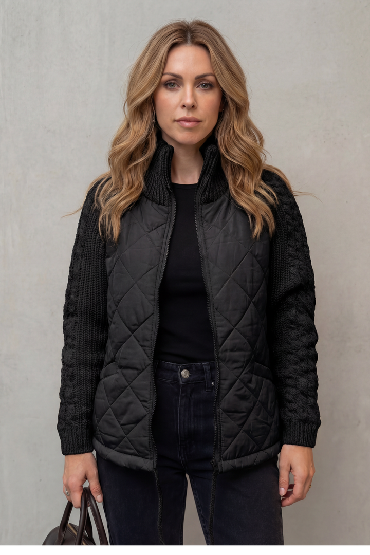 Norcetta | Women's Textured Knit Detail Quilted Puffer Jacket