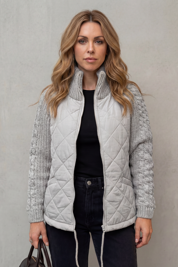 Norcetta | Women's Textured Knit Detail Quilted Puffer Jacket