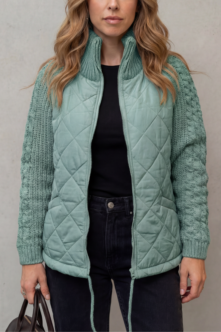 Norcetta | Women's Textured Knit Detail Quilted Puffer Jacket