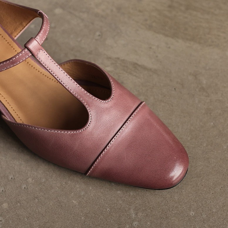 Rovell | Women's T-Bar Leather Mules