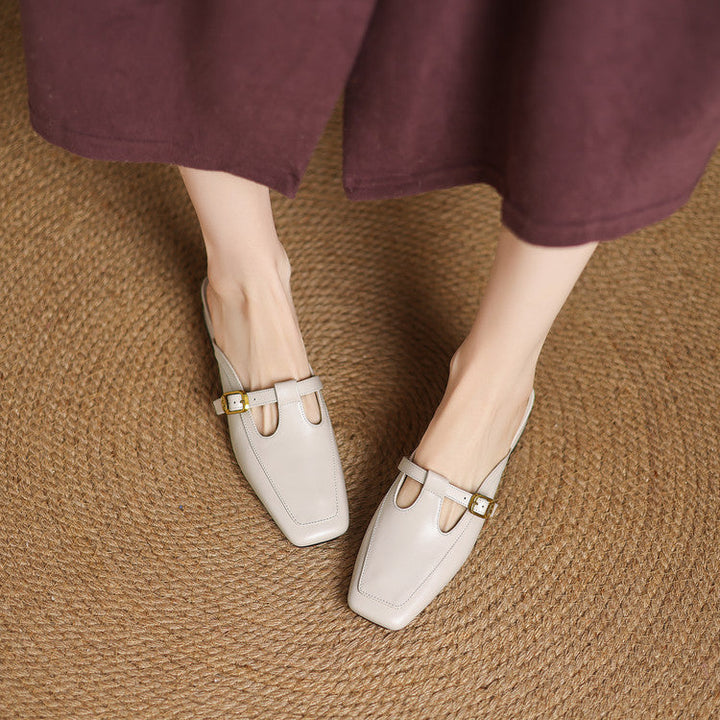 Nyra | Women's T-Strap Leather Mules