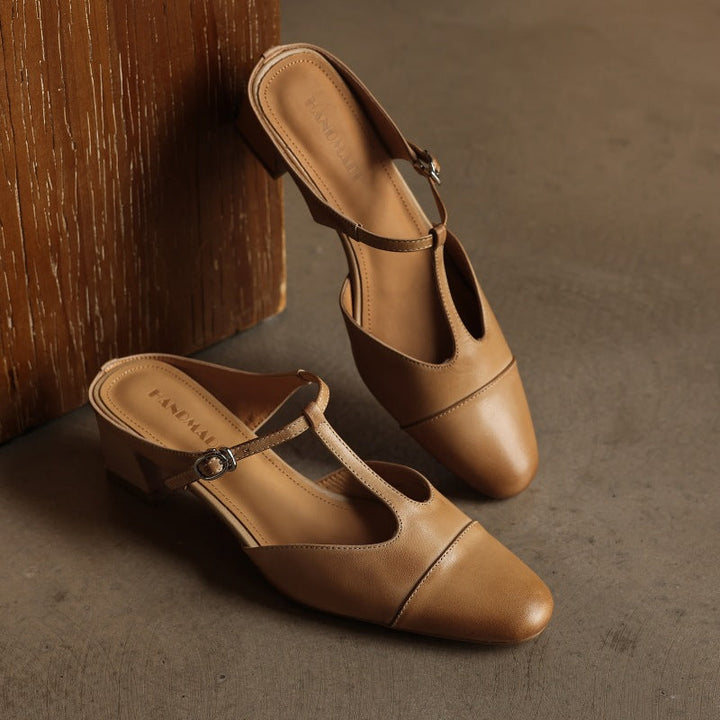 Rovell | Women's T-Bar Leather Mules
