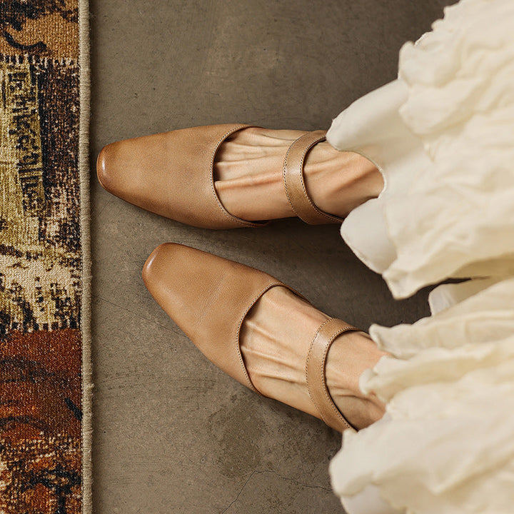 Amelie | Women's Square-Toe Leather Mules