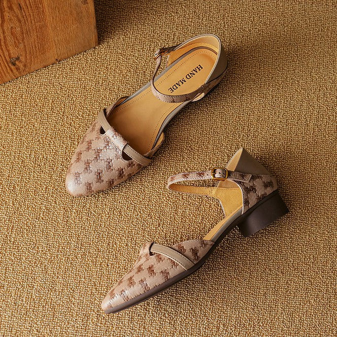 Elara | Women's Woven Leather Mary-Janes