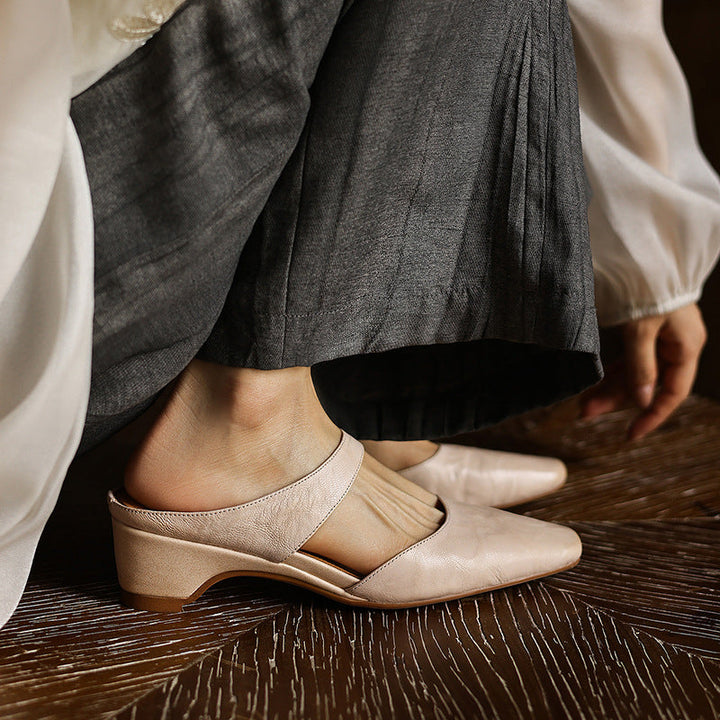 Amelie | Women's Square-Toe Leather Mules