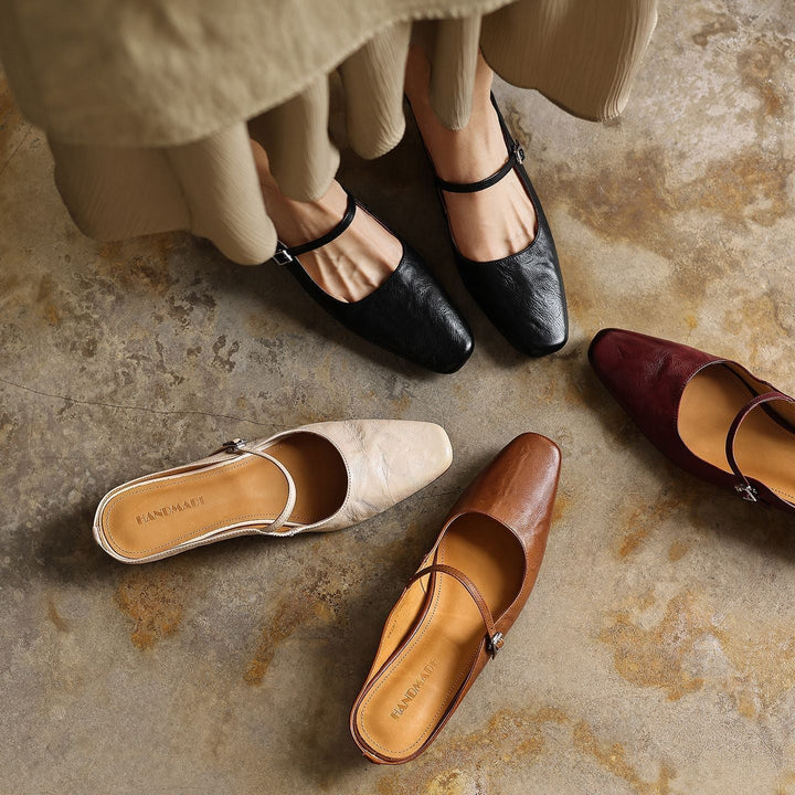 Sera | Women's Square-Toe Leather Mules