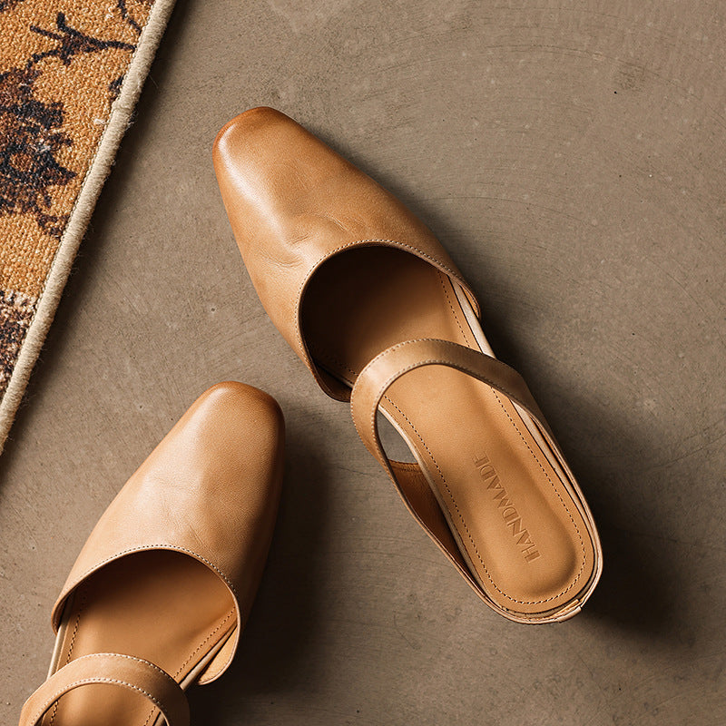 Amelie | Women's Square-Toe Leather Mules