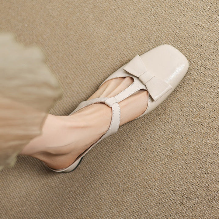 Meyra | Women's Bow Lambskin Leather Mules