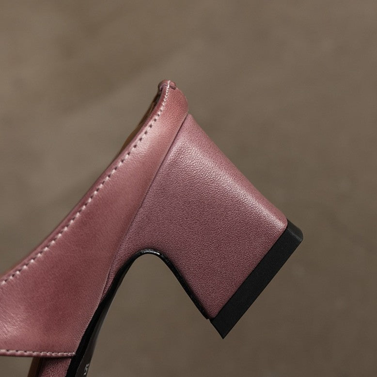 Rovell | Women's T-Bar Leather Mules
