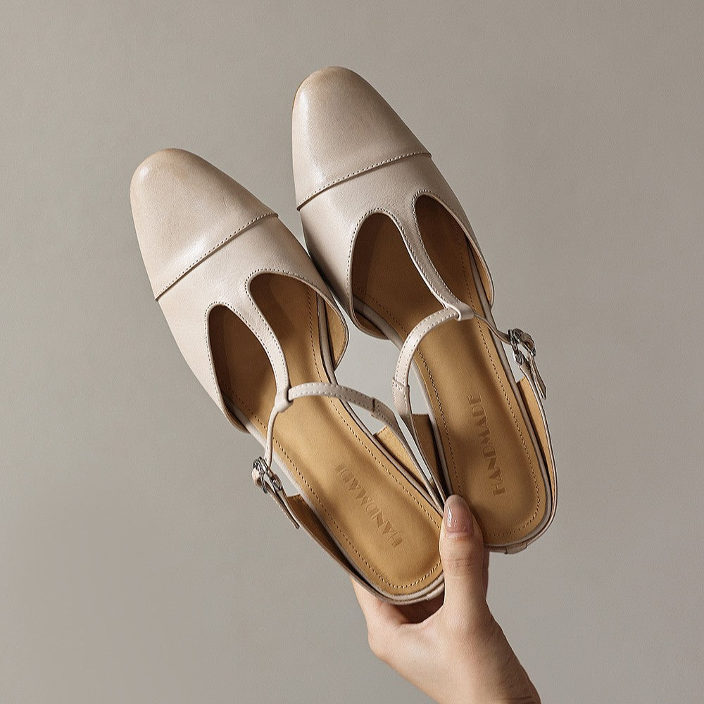 Rovell | Women's T-Bar Leather Mules