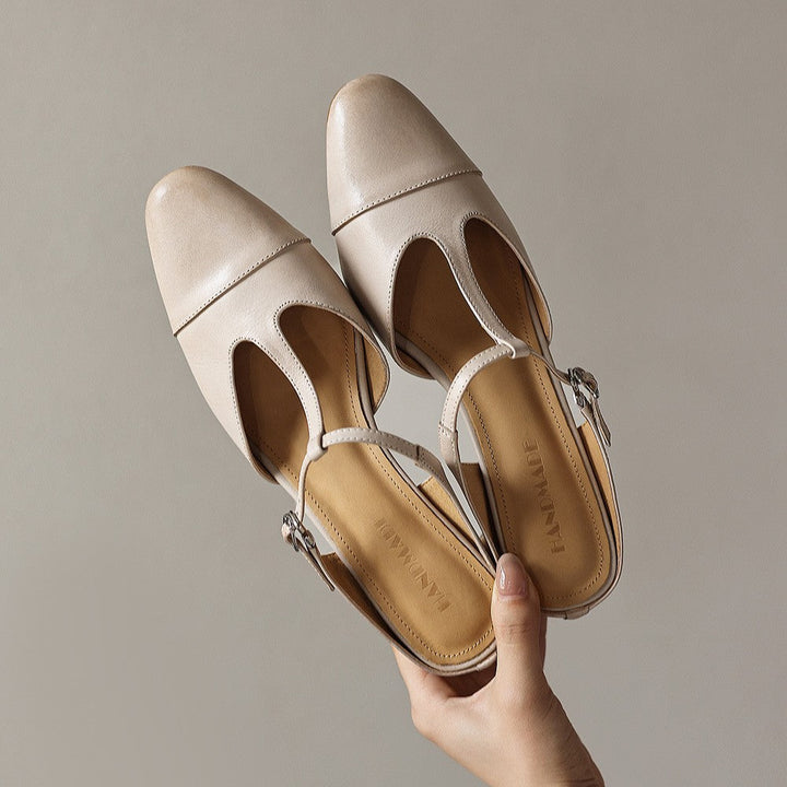 Rovell | Women's T-Bar Leather Mules