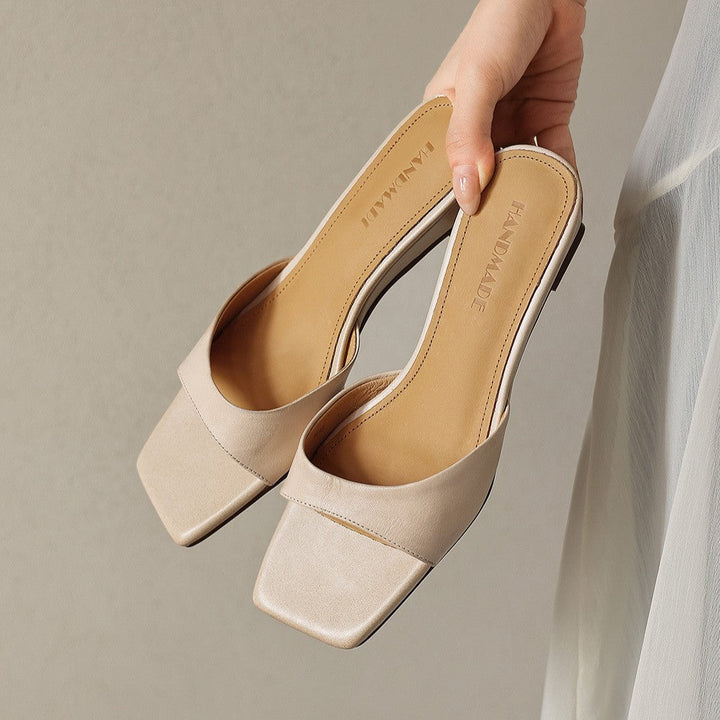 Mara | Women's Square-Toe Leather Wedge Mules