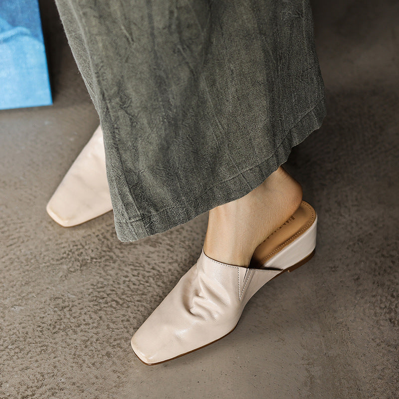 Elise | Women's Square-Toe Leather Mules