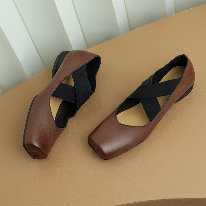 Calira | Women's Square Toe Leather Ballets