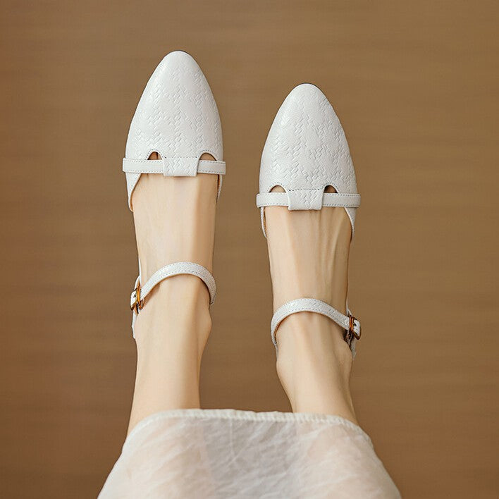 Elara | Women's Woven Leather Mary-Janes