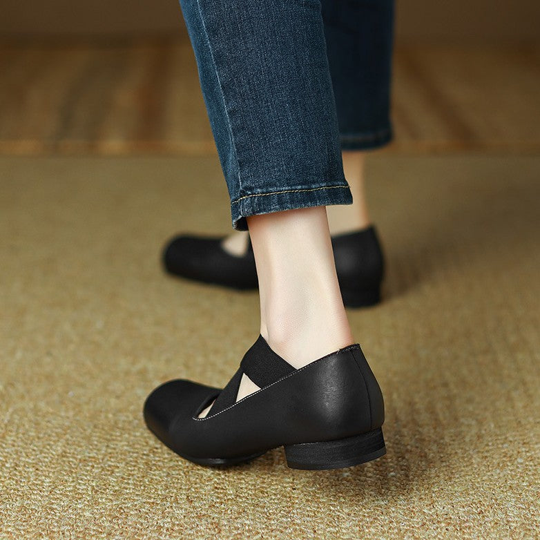 Calira | Women's Square Toe Leather Ballets