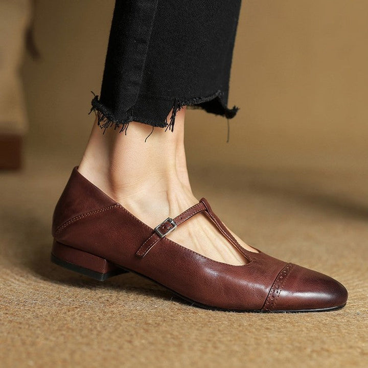Esmira | Women's T-Strap Leather Mary Janes