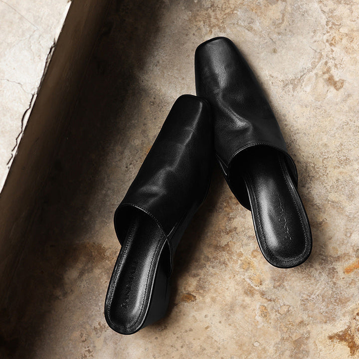 Elise | Women's Square-Toe Leather Mules