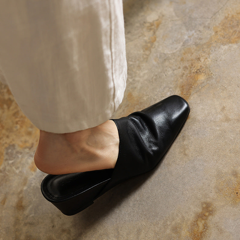 Elise | Women's Square-Toe Leather Mules