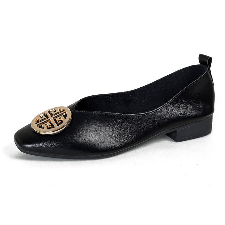 Elena - Leather Square-Toe Flats
