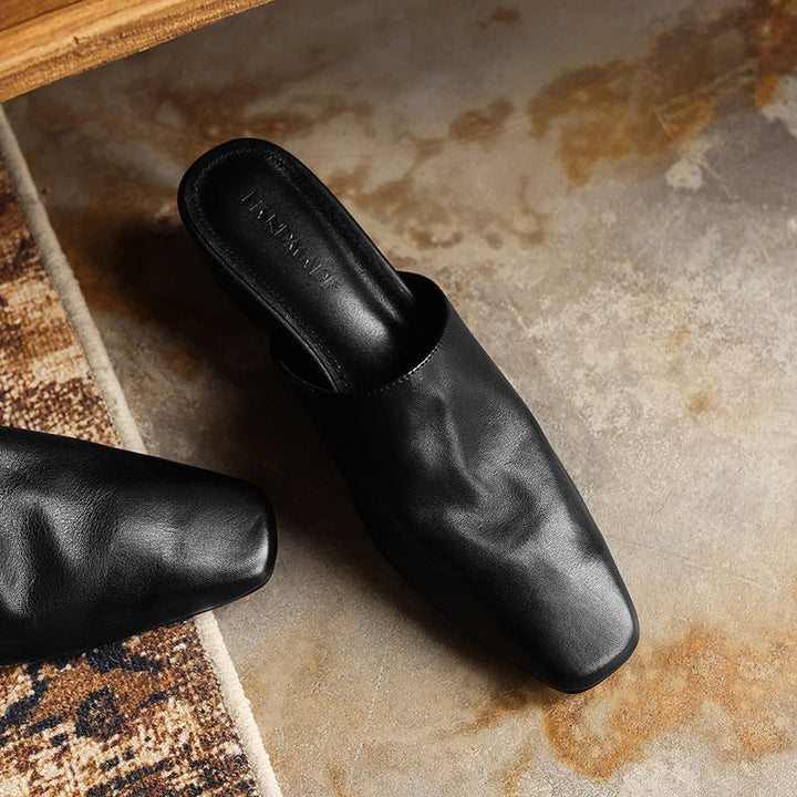Elise | Women's Square-Toe Leather Mules