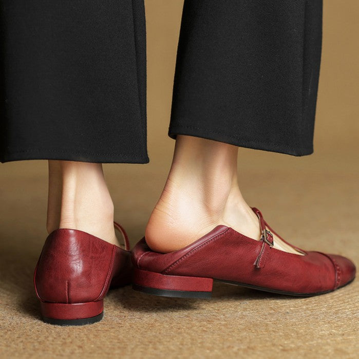 Esmira | Women's T-Strap Leather Mary Janes