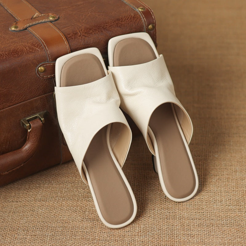 Caia | Women's Square-Toe Leather Mules