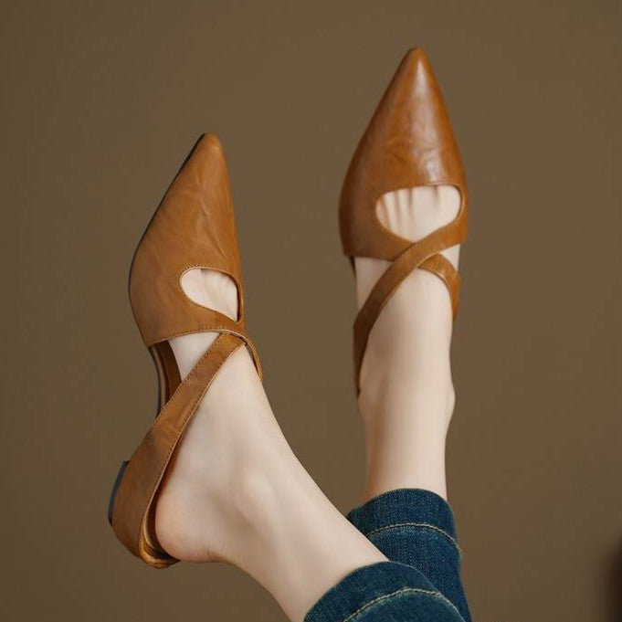 Elira | Women's Cross-Strap Leather Mules