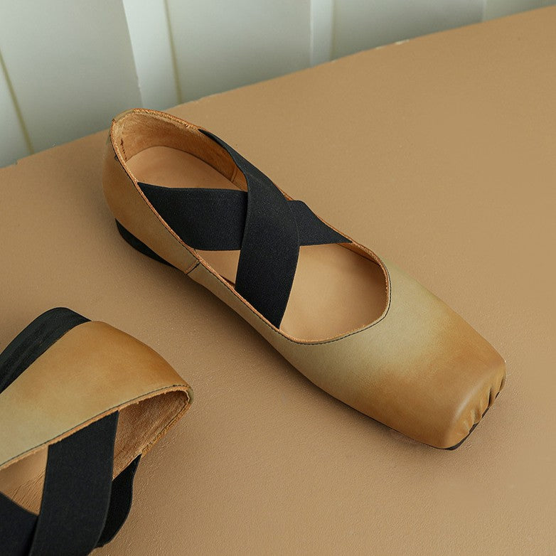 Calira | Women's Square Toe Leather Ballets