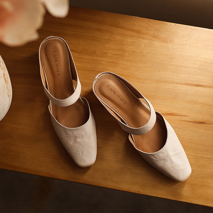 Amelie | Women's Square-Toe Leather Mules