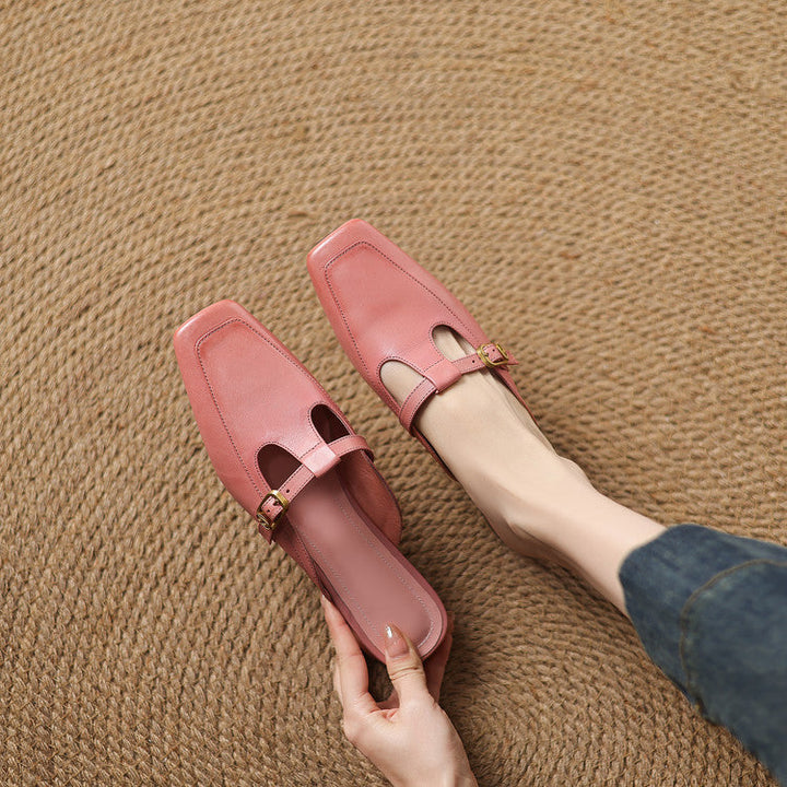 Nyra | Women's T-Strap Leather Mules