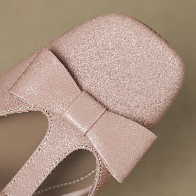 Meyra | Women's Bow Lambskin Leather Mules