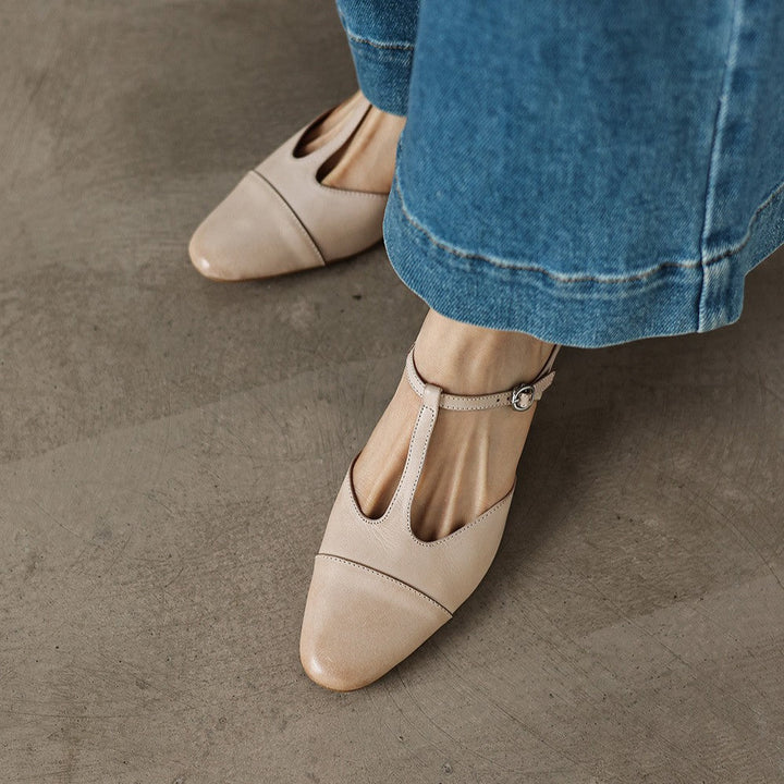 Rovell | Women's T-Bar Leather Mules
