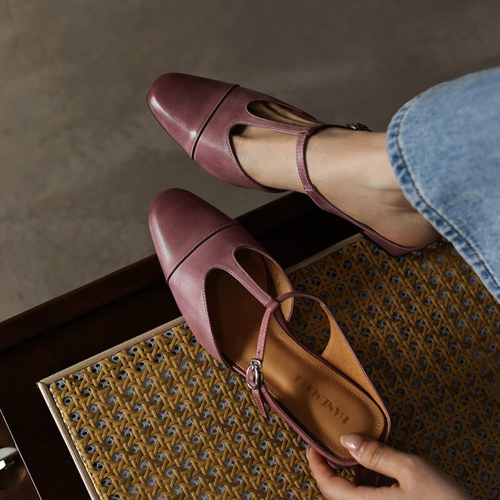 Rovell | Women's T-Bar Leather Mules