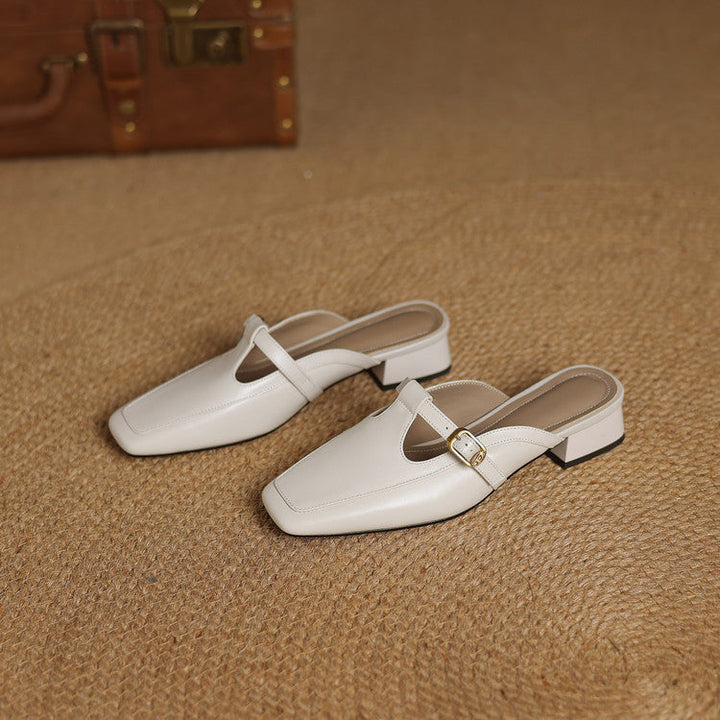 Nyra | Women's T-Strap Leather Mules